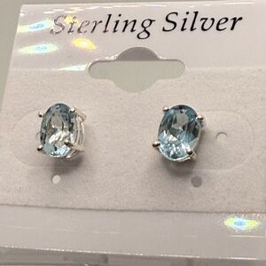 Sterling Silver Light Blue Gemstone Earrings